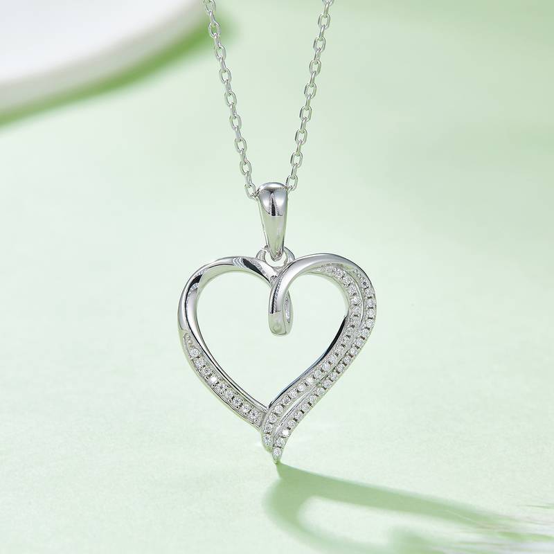 复芯爱心PendantS925银Moissanite厘石D级0.15ct